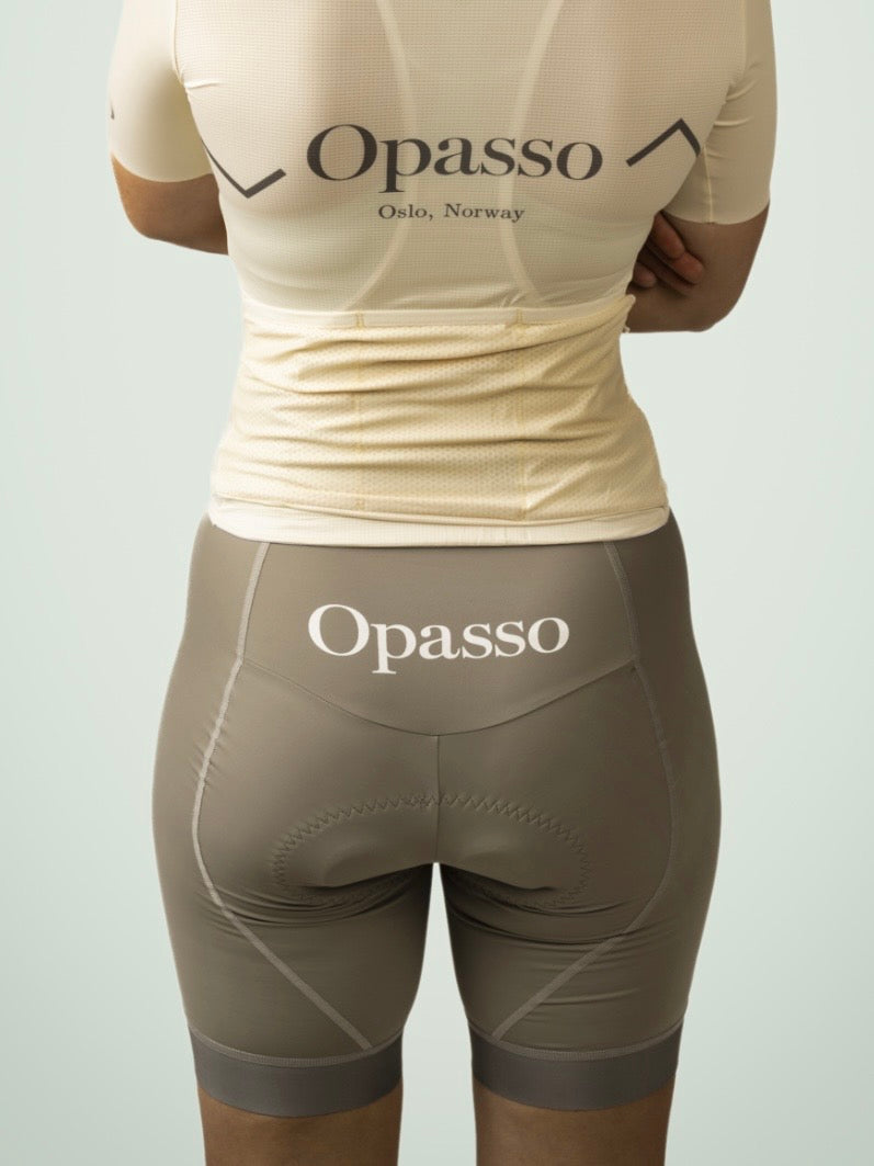 Women's cycling bib shorts Taupe